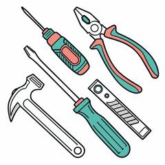 Vector illustration of appliance repair tools set, isolated on white background