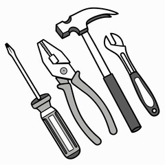 Vector illustration of appliance repair tools set, isolated on white background