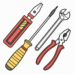 Vector illustration of appliance repair tools set, isolated on white background