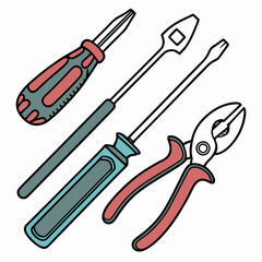 Vector illustration of appliance repair tools set, isolated on white background