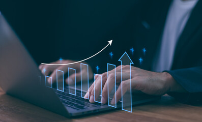 2025 Business growth, boost up business or success concept, Business growth, investment profit...