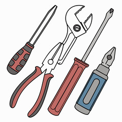 Vector illustration of appliance repair tools set, isolated on white background