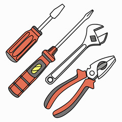 Vector illustration of appliance repair tools set, isolated on white background