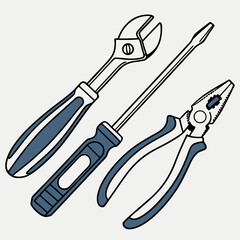 Vector illustration of appliance repair tools set, isolated on white background