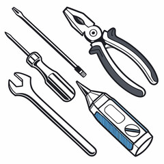 Vector illustration of appliance repair tools set, isolated on white background