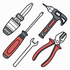 Vector illustration of appliance repair tools set, isolated on white background