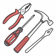 Vector illustration of appliance repair tools set, isolated on white background