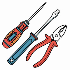 Vector illustration of appliance repair tools set, isolated on white background