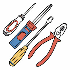 Vector illustration of appliance repair tools set, isolated on white background