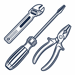 Vector illustration of appliance repair tools set, isolated on white background