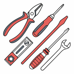Vector illustration of appliance repair tools set, isolated on white background