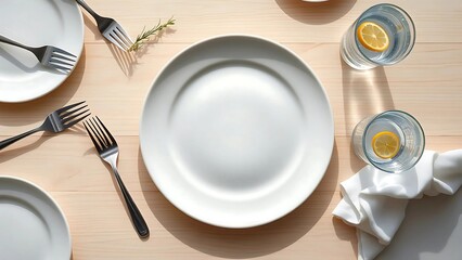 Minimalist Table Setting with Plates and Glasses - Dining Scene