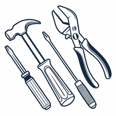 Vector illustration of appliance repair tools set, isolated on white background