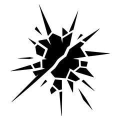 Silhouette of glass cracks