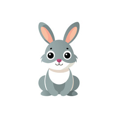 Obraz premium Flat and Minimal cute cartoon rabbit logo vector illustration isolated on white background