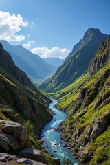 Obraz premium Mountain River Valley Landscape