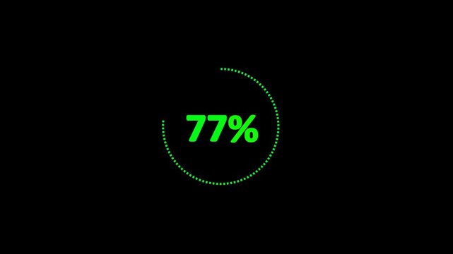 77% animated pie chart video on transparent background &ndash; half circle segment animation, minimal circular info graphic, percentage data visualization, modern graph design.
