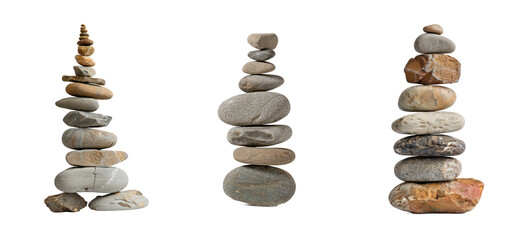 Fototapeta premium Collection of stack of pebbles
