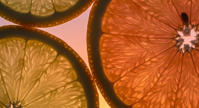 Backlit Citrus Slices Reveal Intricate Veins - Powered by Adobe