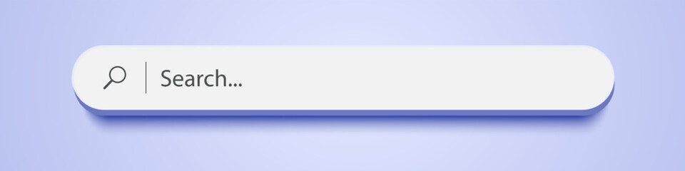 3d search bar Internet browser engine on purple background for UI design, website interface element with web icons and push button vector