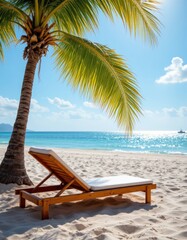 Tropical Beach Relaxation with Palm Tree