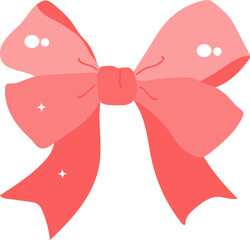 Red Ribbon Bow Illustration, Festive Clipart, Elegant Holiday Art

