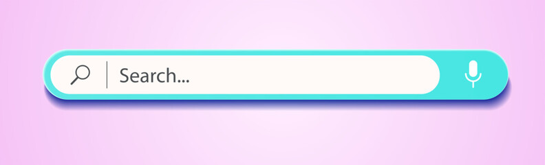 Fototapeta premium 3d search bar Internet browser engine on pink background for UI design, website interface element with web icons and push button vector