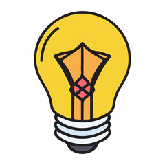 Obraz premium Illuminating idea with creative design in graphic illustration. Simple, stylized lightbulb with a pen-like filament within, signifying a creative solution.
