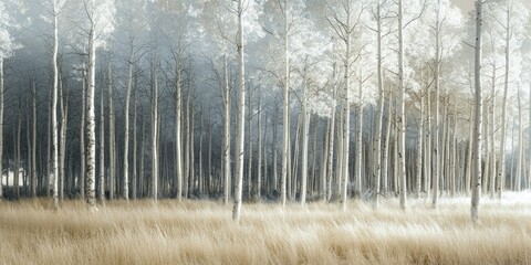 A surreal infrared image of a forest where trees appear in glowing white tones