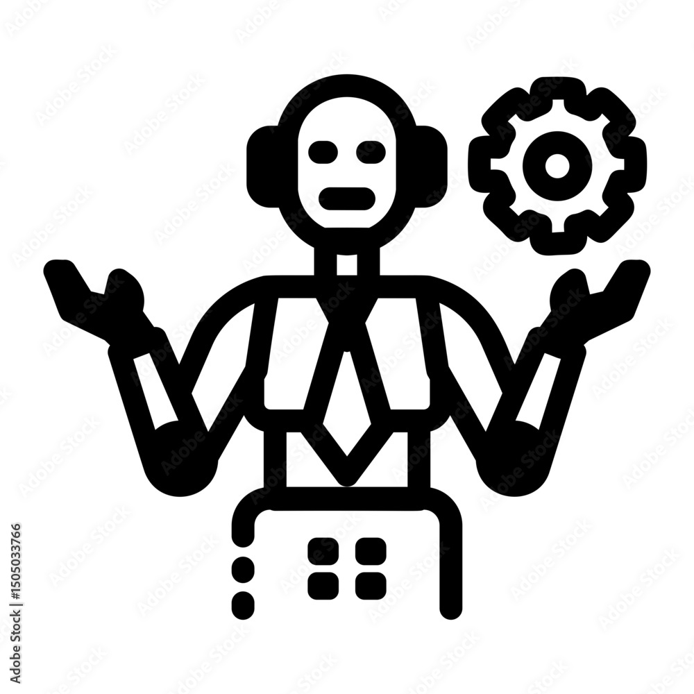 Canvas Prints a glyph style icon showing a business robot