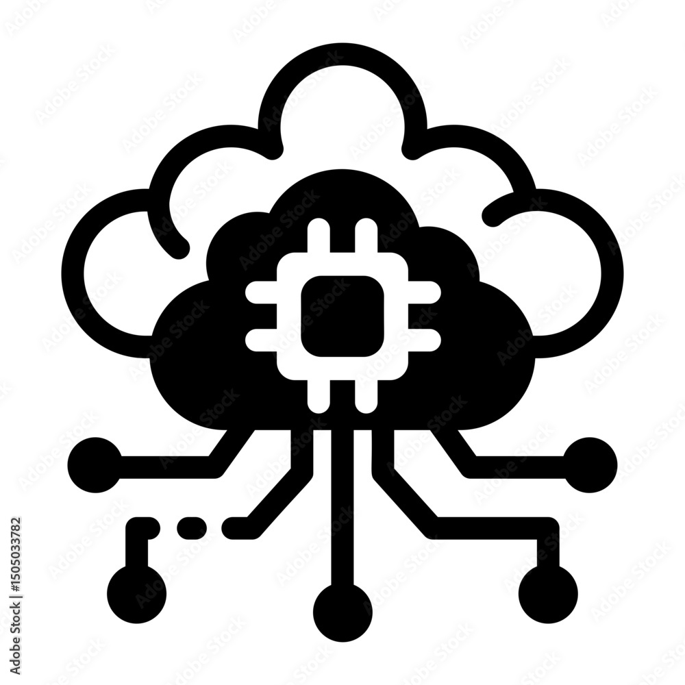 Canvas Prints an icon of ai cloud designed in glyph style