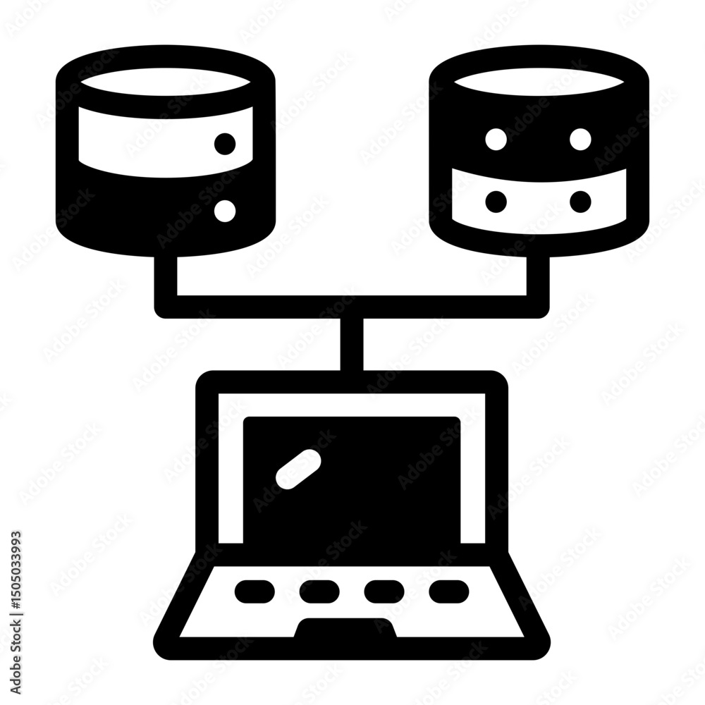 Canvas Prints a glyph style icon showing data network connections