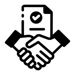 Glyph icon showing a contract agreement 
