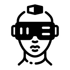 A solid style icon depicting visual reality experience
