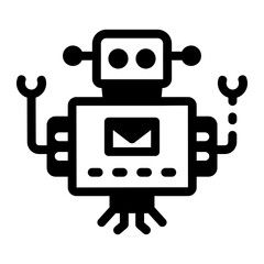 A filled style icon of robot mechanical design
