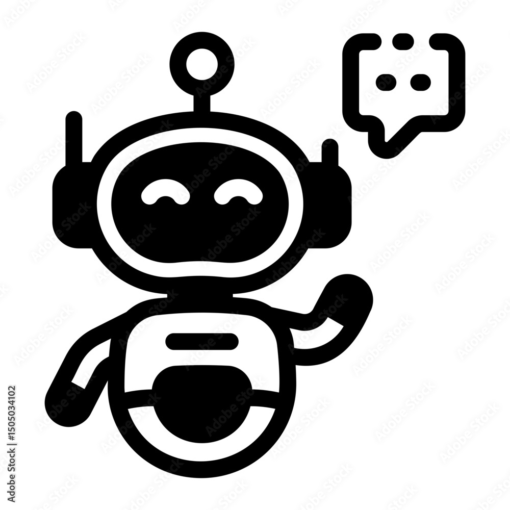 Canvas Prints glyph icon of robot chat interaction