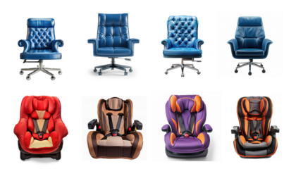 front view of a car seat for a four year old. isolated on white background. , png on transparency background