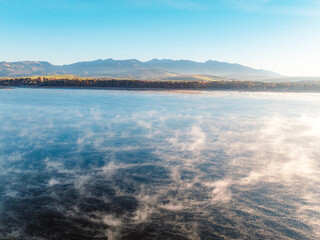 Liptov region with Tatras mountains around. Liptovska mara dam landspace.