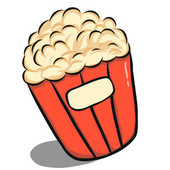Hand-drawn Cute Popcorn Bucket Icon Illustration - Isolated Cartoon Movie Snack Art