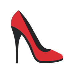 Red high heel shoe illustration fashion design vector graphic isolated on white background