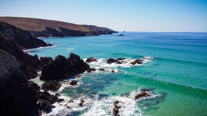 Vue aérienne de la Pointe du Raz, Finistère, Bretagne	
