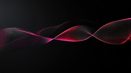 赤のアブストラクト、ウェーブ、ベクター、黒背景