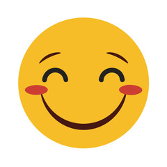 Smiling yellow emoji face with blushing cheeks expressing happiness and positive feelings