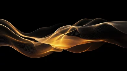 Fototapete Rund オレンジのアブストラクト、ウェーブ、ベクター、黒背景 © coma3d