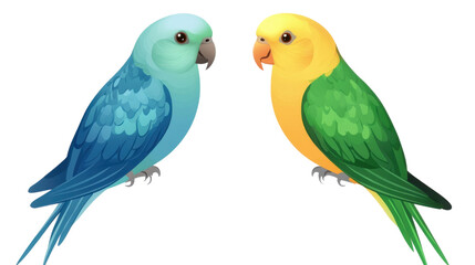 Obraz premium Two Vibrant Parrots Isolated on White Background 