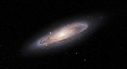 Obraz premium Andromeda Galaxy in Deep Space | Detailed Spiral Galaxy for Astronomy Education, Science Illustration, Space Exploration