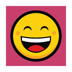 Smiling face emoji illustration depicting happiness and positive emotions on a vibrant background