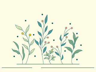 Vector of Illustration of wild flowers about flowers, icon, illustration, floral, and nature. Beautiful flower style color	
