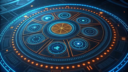 Obraz premium Futuristic Circular Interface Design Gemini API gen-lang-client-0847638545 Integration for Advanced UI
