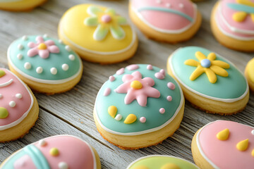 Delicious easter egg sugar cookies pastel colors
